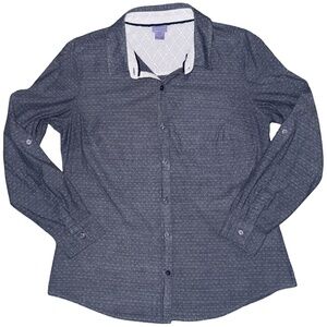 Laura Scott Womens Small Blue Chambray Button Up Shirt Long Sleeve Classic Top